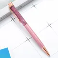 Rose gold pink metal ballpoint pen with sparkling glitter liquid barrel - 1.0mm Bullet Tip / Pale Purple
