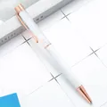 Elegant rose gold and white metal ballpoint pen with sparkling glitter filled barrel - 1.0mm Bullet Tip / White