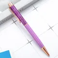 Elegant purple glitter metal ballpoint pen with stylish rose gold accents and trim. - 1.0mm Bullet Tip / Violet