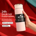 Pink 500ml 304 stainless steel vacuum insulated water bottle with temperature display - 500ml / Smart Pink (LED Display Lid)
