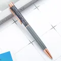 Glitter sand metal ballpoint pen with rose gold trim and gray barrel - 1.0mm Bullet Tip / Gray