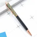 Elegant black and rose gold ballpoint pen with multicolored glitter top detail - 1.0mm Bullet Tip / Black (Rose Gold Parts)