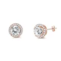 Pendientes de botón de acero inoxidable oro rosa con circonitas cúbicas de lujo - 8mm / Rosa oro