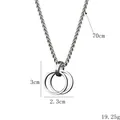 Minimalist silver double-ring titanium steel necklace with 70cm chain and dimensions - Silver Double Ring Style (BY-025)