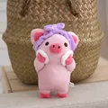 Adorable cute pink plush pig keychain with purple headband and soft skin-friendly texture - 13cm / Pink Face-washing Pig
