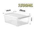 Contenedore hermético de plástico de 1500ml para comida, 20x14x6.5cm - 1500ml / Solapa Blanca