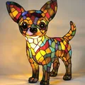 Διακοσμητικό φωτιστικό LED Chihuahua από ρητίνη με στυλ μωσαϊκού για διακόσμηση σπιτιού - Βύσμα USB / Τσιουάουα Όρθιο