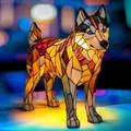 Καλλιτεχνικό ειδώλιο σκύλου Husky από ρητίνη με ζεστό νυχτερινό φως LED για διακόσμηση - Βύσμα USB / Χάσκυ Όρθιο