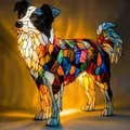Καλλιτεχνικό φωτιστικό νυκτός LED Border Collie με διακοσμητική χρωματιστή ρητίνη - Βύσμα USB / Στυλ Μπόρντερ Κόλεϊ