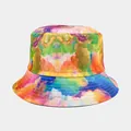 Vibrant multi-color tie-dye bucket hat with abstract graffiti print for outdoor wear. - M (56-58cm) / Multi-color Print Tie-dye (2)