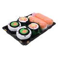 Creative sushi-style cotton crew socks set in a novelty gift box tray - One Size / Assorted Three Color Pack