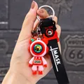 Llavero creativo de oso astronauta rojo y rosa con una correa de goma negra resistente - A0538 Oso Relámpago - Rosa