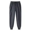 Dark grey fleece jogger sweatpants with drawstring elastic waist and side pockets - Dark Gray