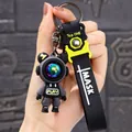 Llavero de oso astronauta negro con correa de mano MASK y visera reflectante de colores - A0538 Oso Relámpago - Gris