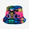 Vibrant multi-color tie-dye bucket hat with reversible graffiti pattern for sun protection. - M (56-58cm) / Rose Pink Royal Blue Yellow Black Tie-dye (7)