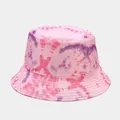 Pink and purple tie-dye bucket hat for outdoor sun protection, stylish graffiti style - M (56-58cm) / Pink Purple Cloud Tie-dye (8)