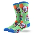 Coole Pennywise Clown Pixel Art Herren Wadenlange Socken in Hellgrün mit blauen Akzenten - 4