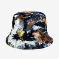 Colorful tie-dye graffiti bucket hat with abstract art print for sun protection. - M (56-58cm) / Orange Black White Yellow Tie-dye (11)