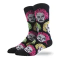 Black men's crew socks featuring vibrant colorful Albert Einstein caricature prints - Einstein Portrait Style (6)