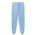 Light blue fleece cuffed joggers with elastic drawstring waist for unisex sports - Light Blue