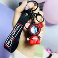 Space astronaut bear keychain with black and red Explore Future rubber strap - Roaming Sitting Bear / Red
