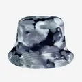 Tie-dye print bucket hat with grey and black ink pattern for outdoor sun protection - M (56-58cm) / Grey Black Ink Wash Tie-dye (24)