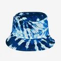 Stylish blue and white tie-dye printed bucket hat for outdoor sun protection and casual wear - M (56-58cm) / Blue White Large Area Tie-dye (26)