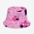Vibrant pink tie-dye bucket hat featuring artistic patterns for outdoor sun protection. - M (56-58cm) / Pink with Blue Spots Tie-dye (31)