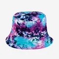 Vibrant purple and blue tie-dye bucket hat featuring a sun-protective wide brim. - M (56-58cm) / Purple Blue Black White Vortex Tie-dye (32)