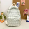 Pastel green and white checkered student backpack with white bow detail - Green with Cloud Charm