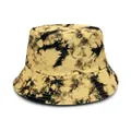 Stylish yellow and black tie-dye bucket hat providing sun protection for outdoor activities - M (56-58cm) / Yellow Black Abstract Tie-dye (41)