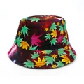 Galaxy bucket hat with vibrant colorful leaf prints for active outdoor sun protection - M (56-58cm) / Starry Sky Maple Leaf Graffiti (52)