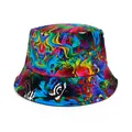 Vibrant abstract graffiti bucket hat with colorful tie-dye print for outdoor sun protection - M (56-58cm) / Colorful Abstract Streamline (53)