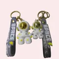 Two cute astronaut keychains with SPACE silicone straps and golden mirrored visors - Astronaut [6cm] / Gray