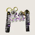 White astronaut keychain set with space themed silicone strap for bag charm accessories - Astronaut [6cm] / Purple