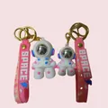 Cute pink silicone astronaut keychain set with SPACE embossed strap for bag charms - Astronaut [6cm] / Pink