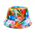 Vibrant colorful tie-dye feather print bucket hat for outdoor sun protection and style - M (56-58cm) / Colorful Feather Tie-dye (58)