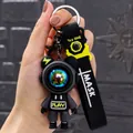 Cool astronaut bear keychain in black and yellow silicone with MASK strap charm detail - Lightning Bear [7.2cm] / Gray