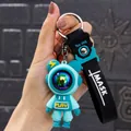 Cyan space bear astronaut keychain with black strap and reflective helmet visor - Lightning Bear [7.2cm] / Green
