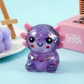 Cute purple glitter axolotl squishy toy for stress relief with slow rebound TPR material - Purple