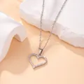 Elegant sparkling rhinestone heart pendant necklace in silver finish for women. - Pave Heart Style (X-043) / Silver