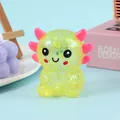Detailed macro view of a cute yellow glitter axolotl squishy toy for stress relief - Yellow