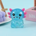Sparkling blue glitter axolotl squishy toy made of TPR for desktop stress relief - Blue