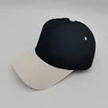Navy blue and beige cotton five-panel stiff top baseball cap for customization - One Size / Rice Black