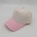 Two-tone pink and beige pure cotton baseball cap with structured five-panel crown design - One Size / Pink