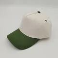 Two-tone beige and green cotton five-panel structured baseball cap for custom embroidery - One Size / Army Green