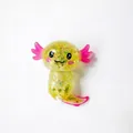 Adorable yellow translucent axolotl squishy stress relief toy with green glitter filling - Yellow Axolotl Maltose Style