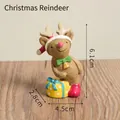 Cute Christmas reindeer resin figurine sitting on yellow gift box ornament - Christmas Deer (30)