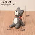 Linda figura de gato negro de resina para decoración de hogar y jardín 5cm alto - Gato Negro (10)