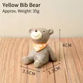 Cute miniature resin bear figurine wearing an orange polka-dot bandana for garden decor - Bear With Yellow Bib (6)
